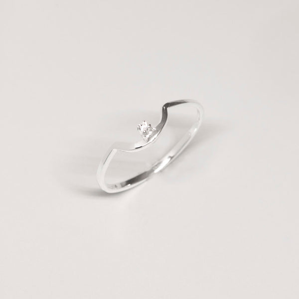 Ring circonia curved sterling silber