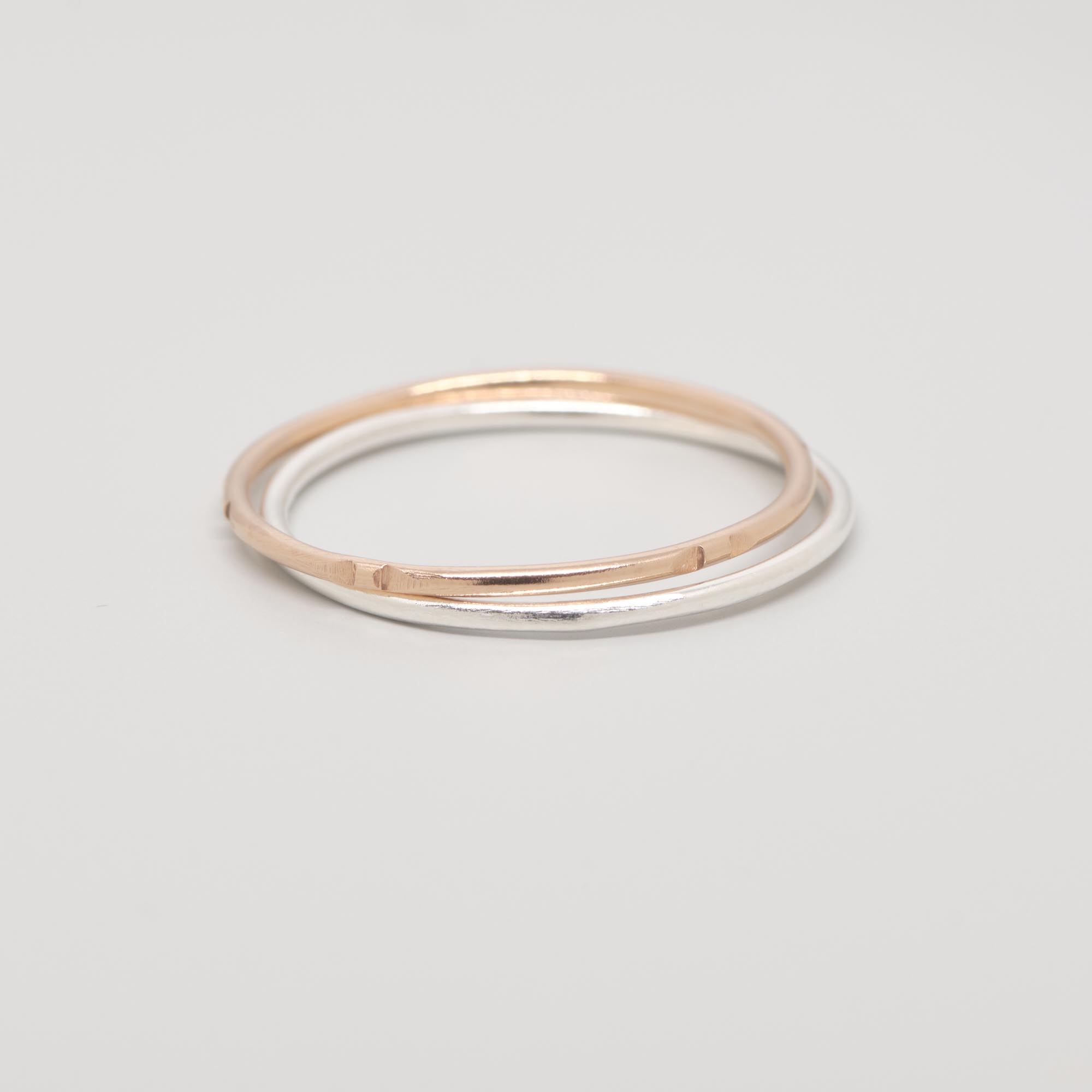 Ringset bicolor mit silber und roségold - recyceltes Silber