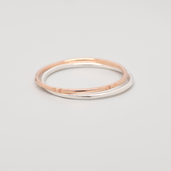 Ringset bicolor mit silber und roségold - recyceltes Silber