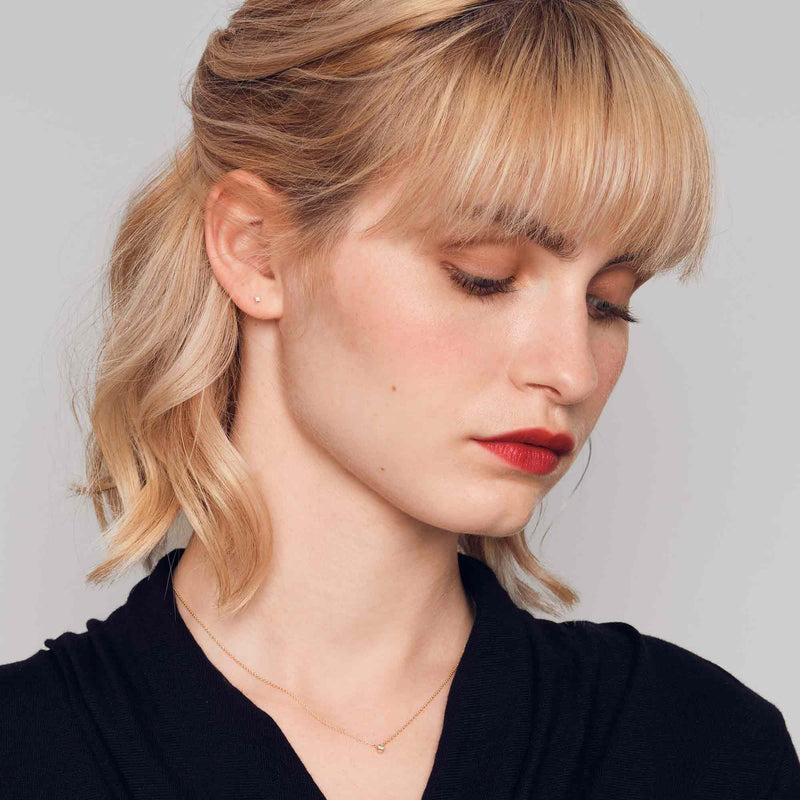 tiny diamond stud | solid gold