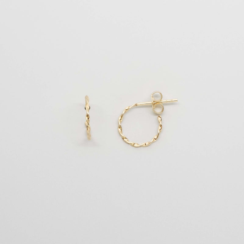 tiny twisted hoops | solid gold